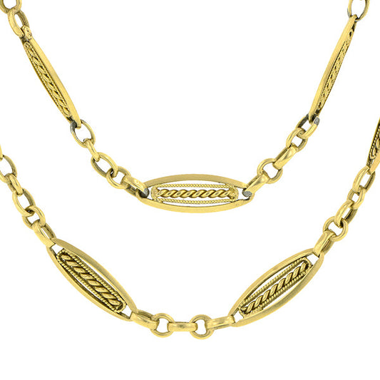 Antique Long Fancy Link Chain, French