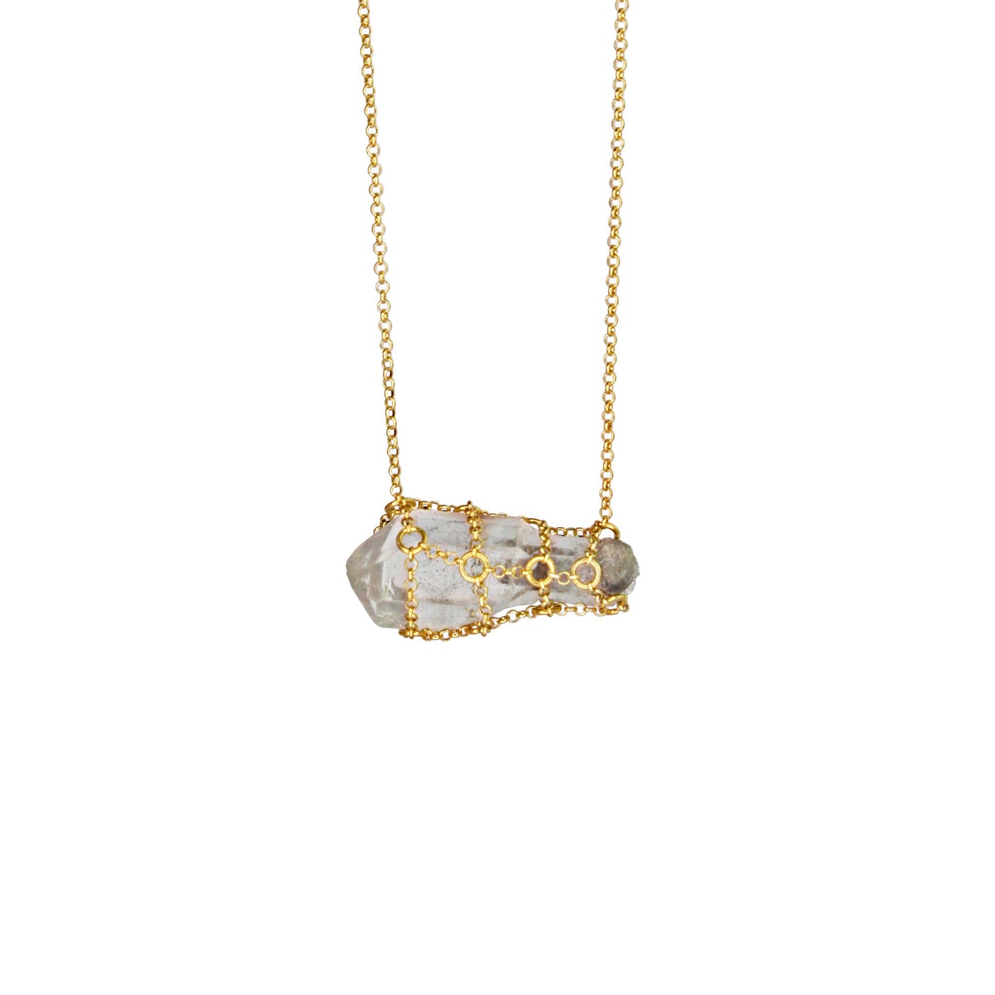 Caged Quartz Gemstone Necklace