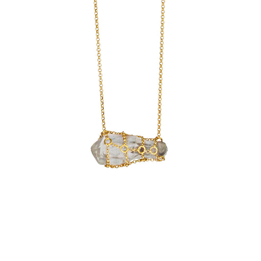Caged Quartz Gemstone Necklace