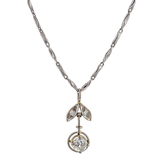Antique Old European Cut Diamond Pendant Necklace