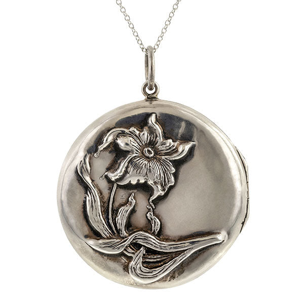 Antique Lily Locket, Silver
