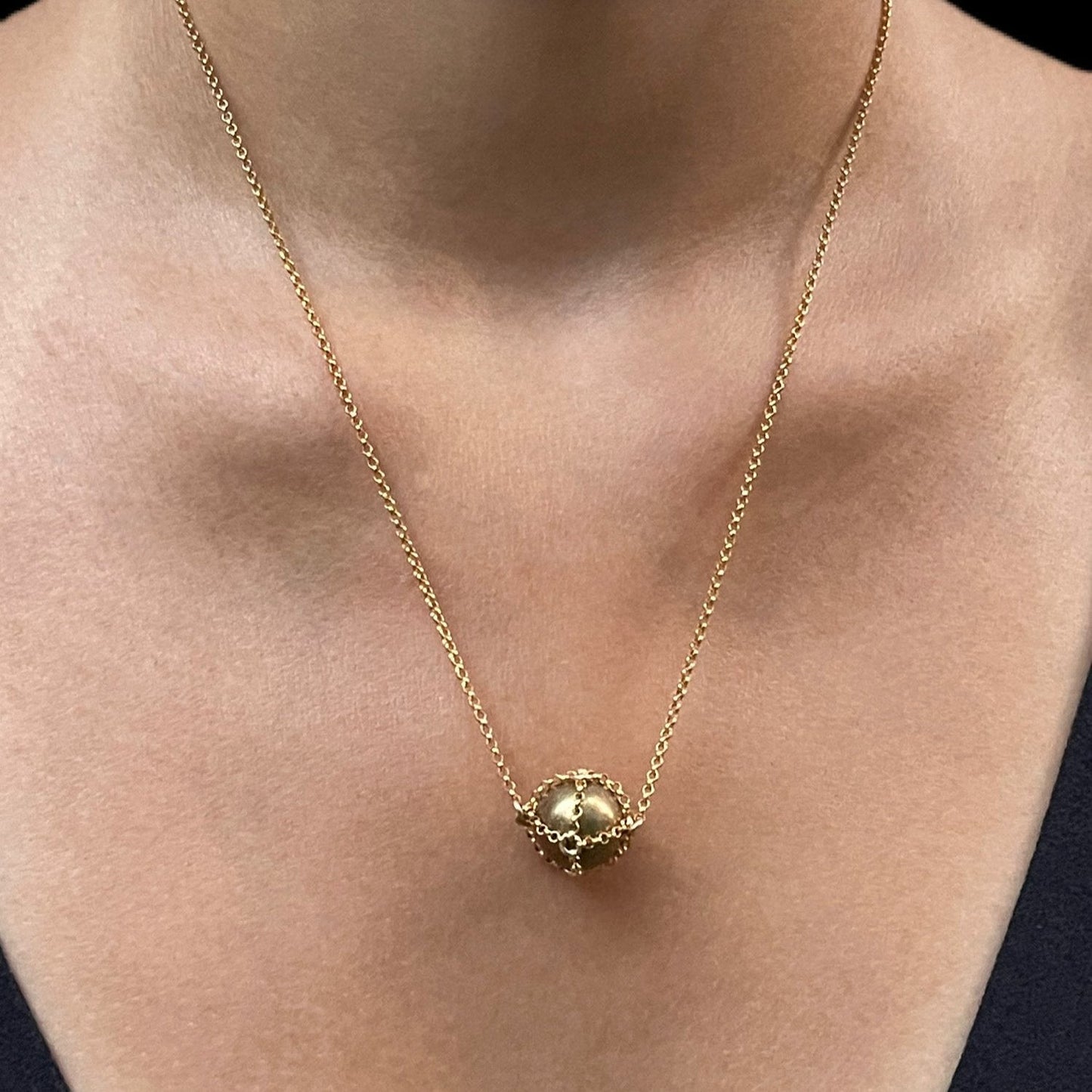Caged 14k Gold Gold Brass Sphere