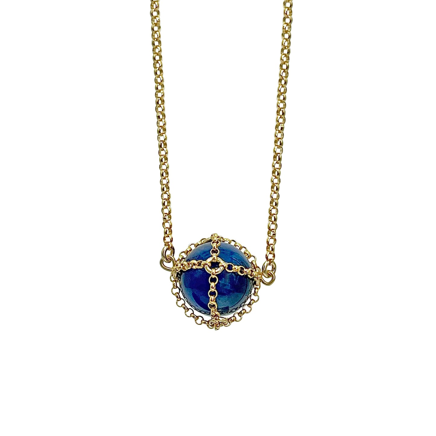 Caged Gold Lapis Sphere