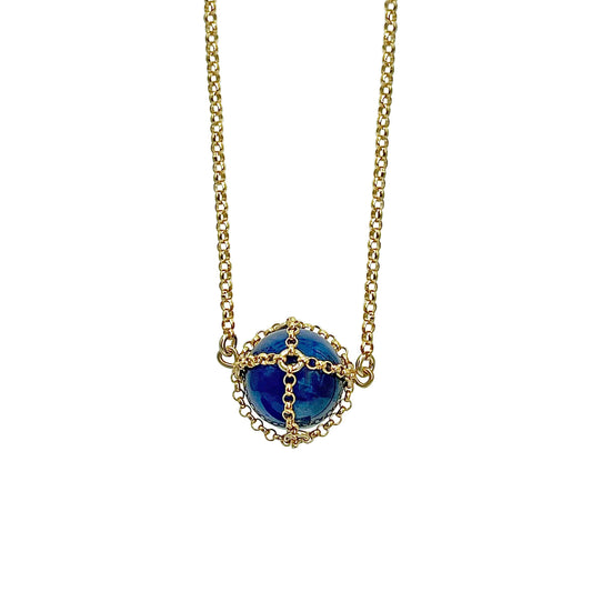 Caged Gold Lapis Sphere