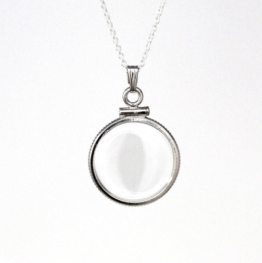 Empty Shaker Locket - Sterling Silver Clear Pendant Locket Charm - Customizable Double Sided Necklace Photos Keepsakes Dime Sized Jewelry