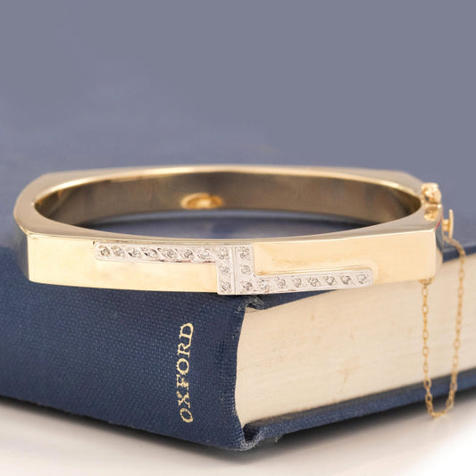 Vintage Diamond and Gold Square Bangle