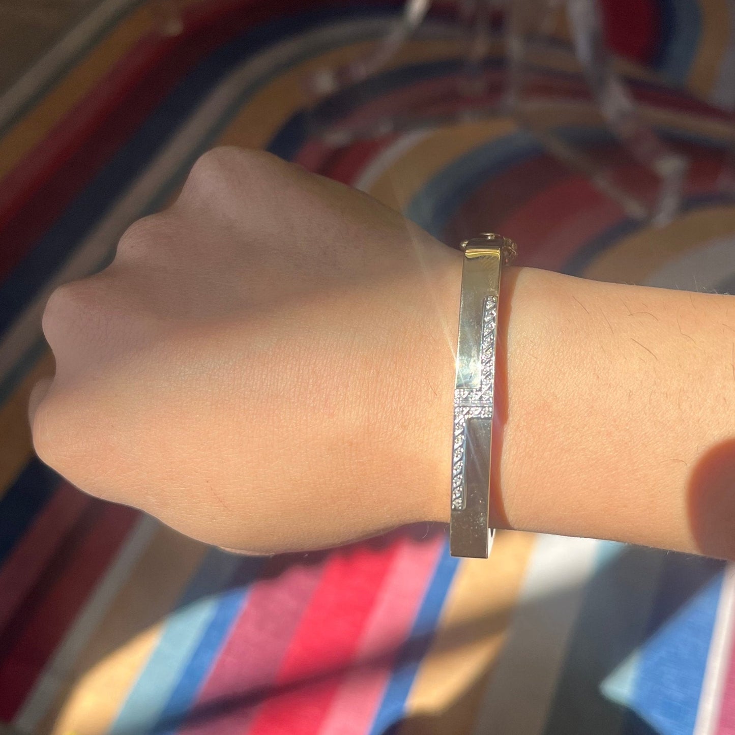 Vintage Diamond and Gold Square Bangle