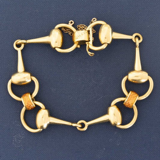 Vintage Enamel Horsebit Bracelet by Gucci